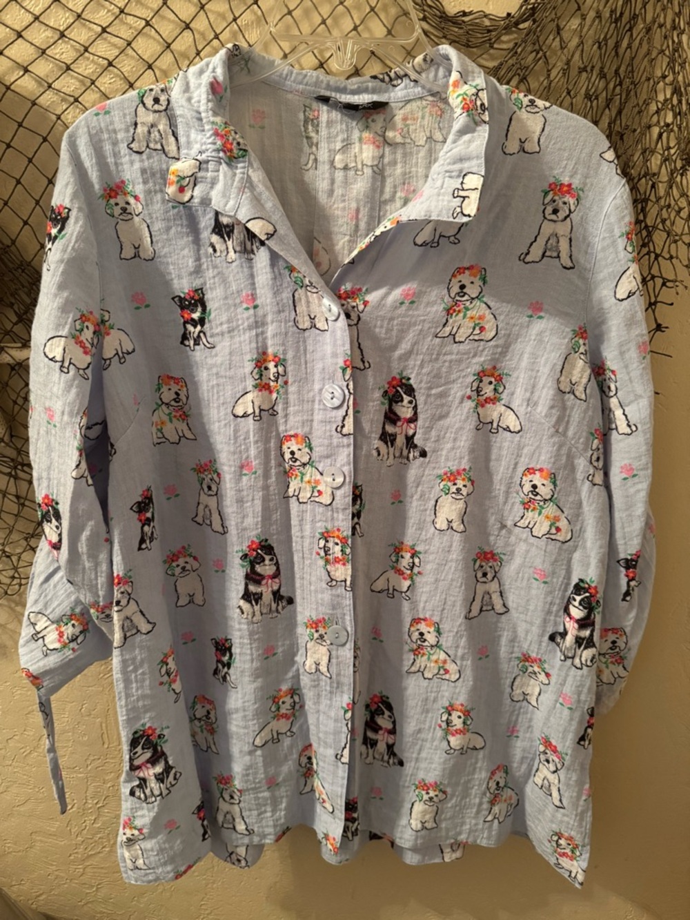 John Mark Dog Print Blouse Shirt